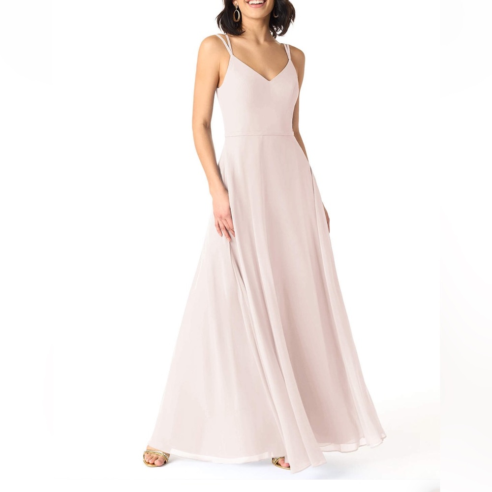 AZAZIE JANINE Rose Petal A-Line V-Neck Chiffon Dress size A2 - Picture 1 of 11